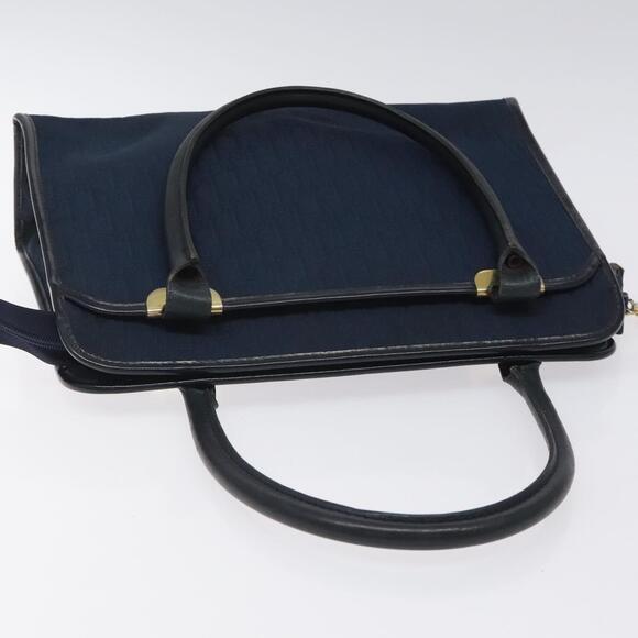 DIOR Trotter Canvas Hand Bag Navy Gold - Picture 6 of 12